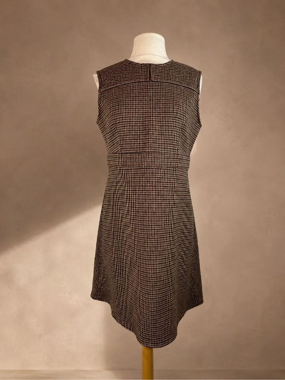 Uniqlo Size S Checked A-Line Mini Dress Brown Sleeveless Pinafore Jumper